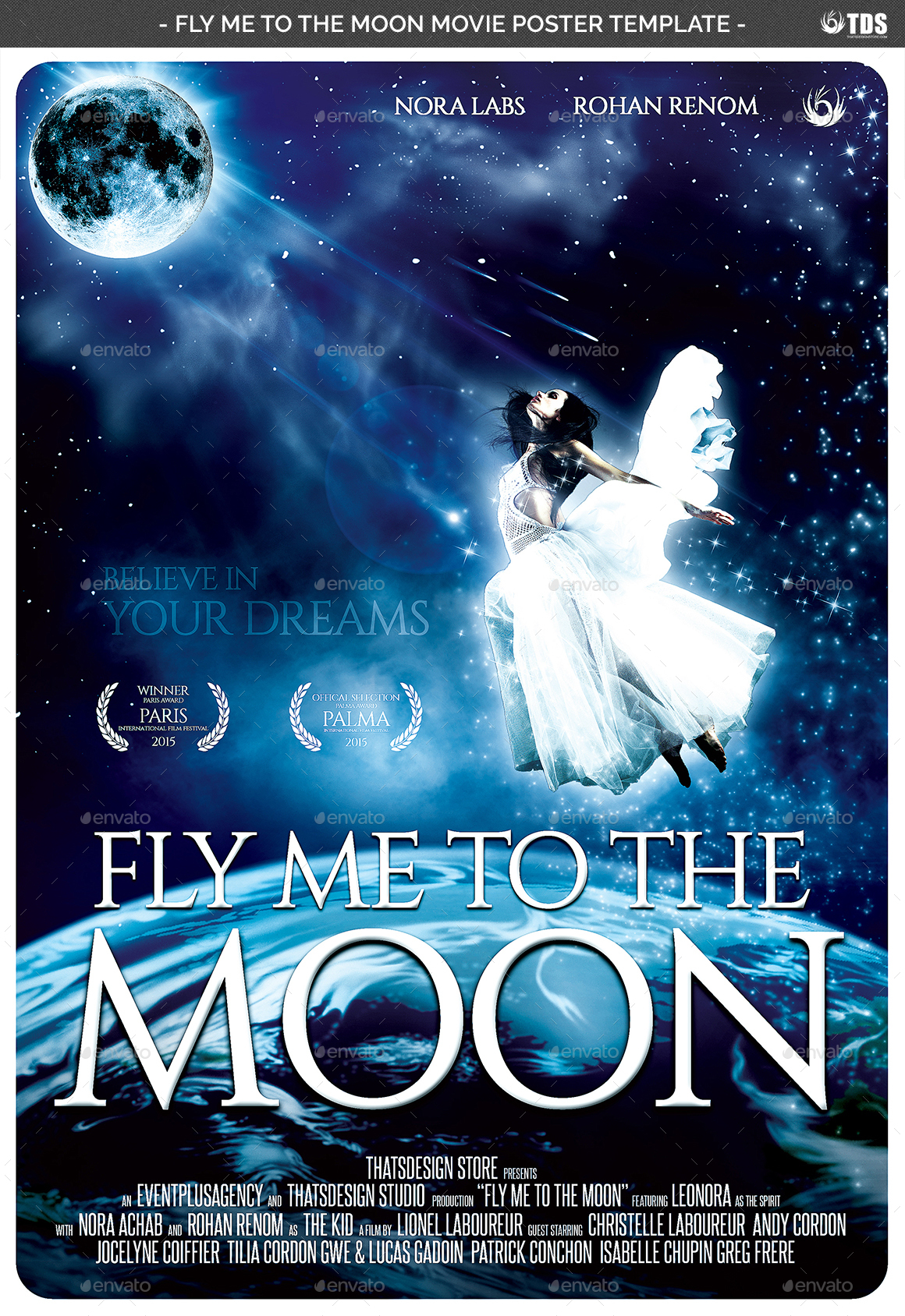 Fly Me to the Moon Movie Poster Template by lou606 GraphicRiver